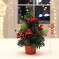 Mini albero di Natale da 30 cm con bacche rosse, pigna e fiocco su base rossa - Stile Piccolo