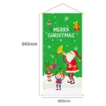 Green non-woven Christmas vertical banner with Santa and reindeer motifs, 400x840mm - Green Cartoon Characters and Horn Style (2)