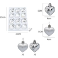 Set di 12 cuori d'argento con finiture opache e lucide per decorazioni dell'albero - Argento