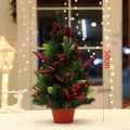 Mini albero di Natale 50cm con bacche rosse, fiocchi a quadri e vaso rosso - Stile Grande