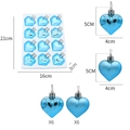 Set di 12 decorazioni natalizie a cuore azzurro, finiture lucide e opache per l'albero - Blu Lago