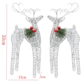 Zweiteiliges Set Weihnachts-Rentierfiguren aus Silberdraht mit roten Beeren-Details - Doppelter Hirsch / Silber
