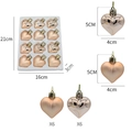 Set of 12 rose gold heart ornaments in glossy and matte finishes for Christmas decor - Champagne Gold