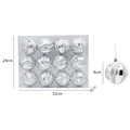 Set van 12 zilveren kerstballen met glitterspiraal en ophangkoordjes, maat 8cm - 8cm / Zilver