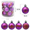Halloween purple decorative balls with orange glitter prints of pumpkins and bats, 12 pieces - 4cm / Set of 12 / Purple