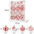 Set di 12 palline di Natale rosse e bianche con motivi glitter in scatola - Misto