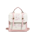Minimalistischer rosa-weißer Cartoon-Mini-Rucksack und Handtasche mit Print-Design - Rosa