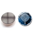 Tree of Life glass fridge magnet with blue tree pattern and magnetic black back - Sky Blue Spiral Tree of Life Style (BXT2383-5)