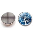 25mm glass Tree of Life magnet with blue starry sky front and black magnetic back - Starry Blue Tree of Life Style (BXT2383-6)