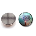 Round Tree of Life fridge magnet with teal swirl design and magnetic back - Cyan Purple Vortex Tree of Life Style (BXT2383-11)