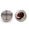 25mm glass fridge magnet with checkered skull design on colorful geometric background - Red and Black Plaid Background Skull (BXT1693) / 25mm