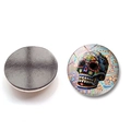 25mm Halloween sugar skull glass fridge magnet with colorful Mexican folk art pattern - Geometric Texture Folk Skull (BXT1694) / 25mm