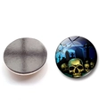 Halloween 25mm round glass skull fridge magnet with magnetic base for home decor - Halloween Cemetery Bats Skull (BXT1700) / 25mm