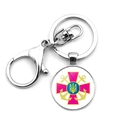 Silver metal keychain with Ukraine Naval Ensign emblem pendant and lobster clasp - Navy Badge Style (XSWX4486-8)
