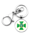 Ukraine SBU Security Service keychain with metal lobster clasp and glass dome pendant - Security Service SBU Badge Style (XSWX4486-9)