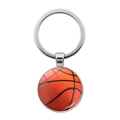 Llavero deportivo de baloncesto con cúpula de cristal brillante y aro de metal plata - Estilo Baloncesto (JY007724-1)