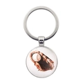 Llavero plateado con colgante de béisbol y guante bajo cúpula de vidrio pulido - Estilo Guante de Béisbol (JY007724-3)
