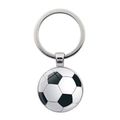 Llavero deportivo plateado con un colgante de fútbol clásico sobre un fondo blanco puro - Estilo Fútbol (JY007724-4)