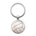 Llavero de voleibol con colgante de cúpula de vidrio y aro de metal plateado - Estilo Vóleibol (JY007724-6)