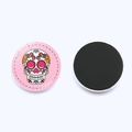 Pink sugar skull glass magnet with orange flower patterns for fridge and whiteboard - Style 1 (JY007732-1)