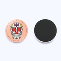 Round sugar skull glass fridge magnet with colorful Day of the Dead pattern and magnetic back - Style 3 (JY007732-3)