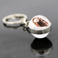 Baseball glass ball keychain with catcher glove design and polished silver finish - Baseball Catcher Mitt Style (JY007720-3)