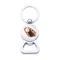 Metal bottle opener keychain with baseball and glove sports motif in a silver finish - Baseball Glove Style (JY007723-3)