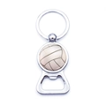Multi-functional sports keychain featuring a volleyball glass gem and integrated bottle opener - Volleyball Style (JY007723-6)