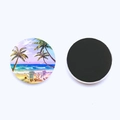 Imán de 25mm con ilustración de playa de verano y palmeras sobre fondo blanco - Estilo de Silla de Playa Palmeras (JY007764-3)