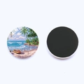 Imán de cristal para nevera de 25mm con diseño de playa tropical y palmeras coco - Estilo Paisaje Bote Verano (JY007764-4)