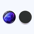 Round 25mm glass magnet featuring a colorful glowing blue jellyfish design - Blue Purple Glowing Jellyfish Style (JY007726-2)