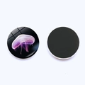 Purple jellyfish glass fridge magnet with 25mm round magnetic crystal backing - Purple Jellyfish Style (JY007726-3)