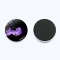 Round crystal glass fridge magnet featuring a vibrant purple jellyfish on black background - Jellyfish Style 9 (JY007726-9) / 25mm