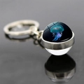 Jellyfish glass ball keychain with double-sided design and glowing deep sea pattern - Deep Sea Black Style (JY007730-4)