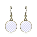 Orecchini retrò in bronzo con motivo a scacchi viola chiaro e bianco in gemma - Stile a Scacchiera Viola Chiaro e Bianco (JY007788-1)