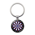 Vintage Dartscheibe Schlüsselanhänger mit Silberring und buntem Glasstein-Anhänger - Stil 1 (JY007746-银1) / Silber