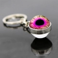 Evil eye keychain with purple and magenta glass orb pendant and silver ring - Purple Eye (JY007784-2)