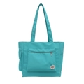 Minimalist cyan tote bag with large capacity for daily commute and campus life - Lake Blue
