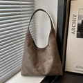 Bolso hobo café de gran capacidad con textura mate vintage y estilo retro elegante - Marrón