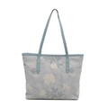 Borsa tote blu con motivo floreale e borchie dorate, borsa a spalla da donna - Blu