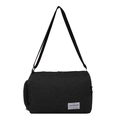 Minimalist black cylinder canvas crossbody bag with adjustable strap for sports - Black