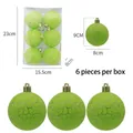 Palline di Natale verde chiaro con motivo crepato argento e tappi dorati, set da 6 - 8cm / Palla Screpolata Verde