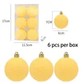 Set di 6 palline di Natale gialle con trama crackle, decorazioni per l'albero da 6 cm - 6cm / Palla Screpolata Gialla