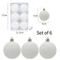 Set di 6 palline di Natale bianche con texture crepata, decorazioni da 6cm con ganci argento - 6cm / Palla Screpolata Bianca