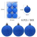 Set di 6 palline di Natale blu con motivo craquelé e dimensioni in scatola chiara - Palla Screpolata Blu