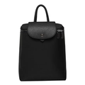 Minimalistischer schwarzer Rucksack aus Saffiano-Leder und Nylon mit silberner Schnalle - Schwarz ohne Anhänger