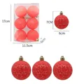 Set di 6 palline di Natale rosse con finitura crepata argento e dettagli dimensioni 6cm - Palla Screpolata Rossa