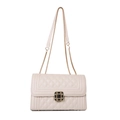 Elegante cremeweiße Stepptasche mit goldener Kette und Vintage-Metallverschluss - Gebrochenes Weiß