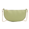 Pale green half-moon crossbody bag with litchi texture and gold chain strap - Green