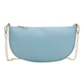 Borsa a tracolla a mezzaluna azzurra in pelle a grana litchi con catena dorata - Blu